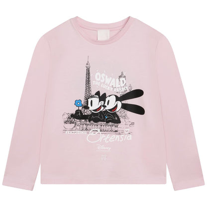 女童粉色印花棉T恤