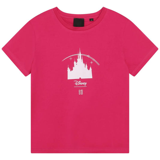 女童紫红色印花棉T恤