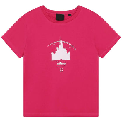 女童紫红色印花棉T恤