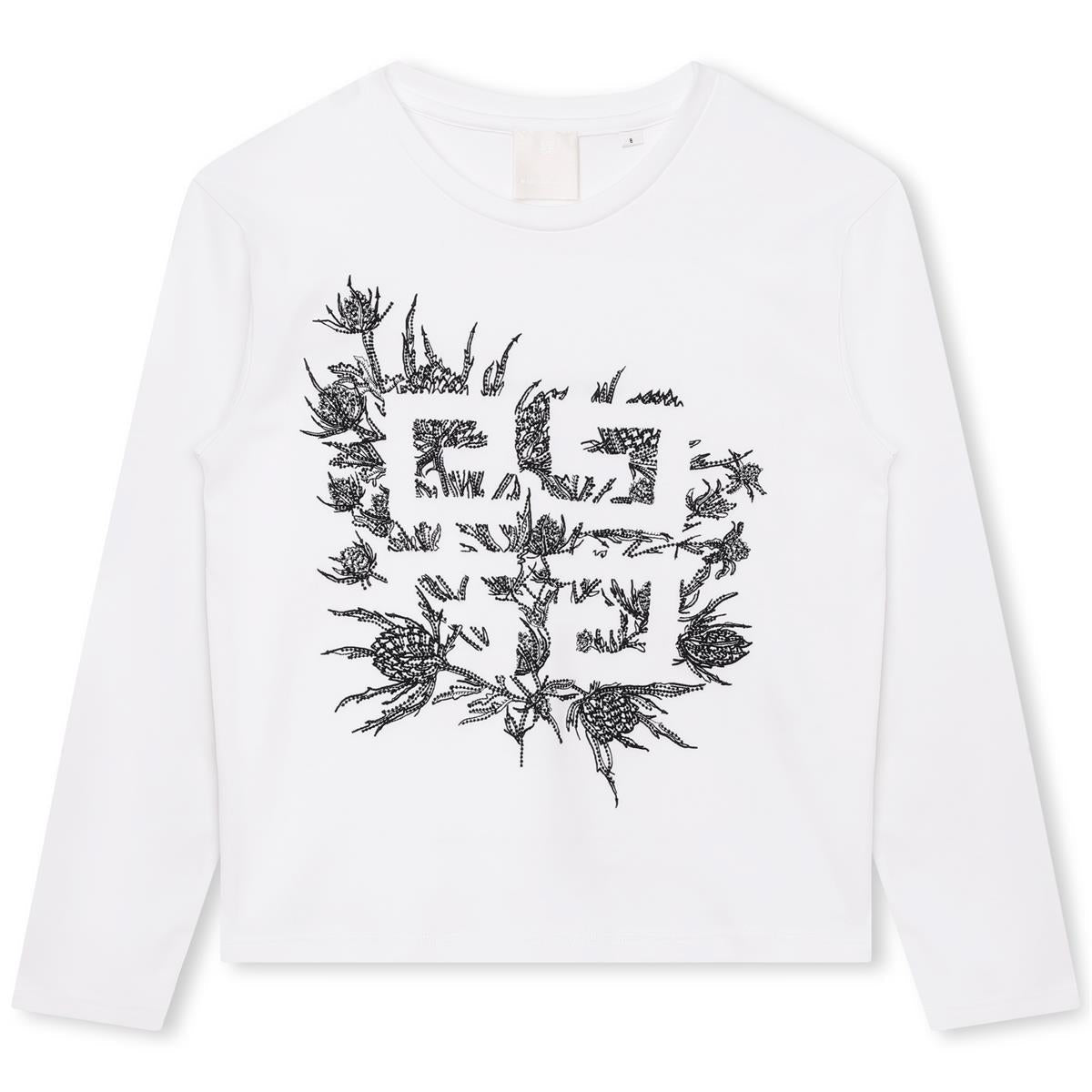 女童白色印花棉T恤