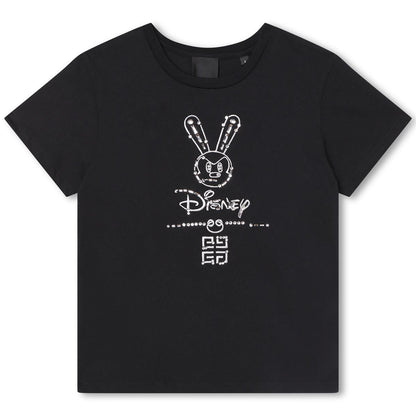女童黑色印花棉T恤