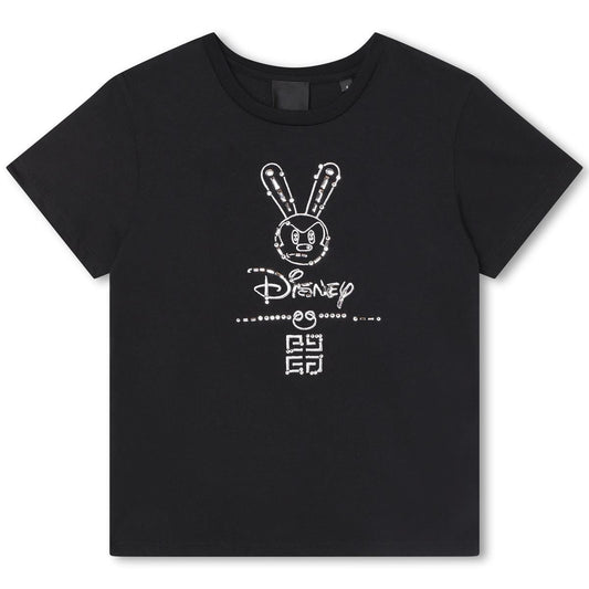 女童黑色印花棉T恤