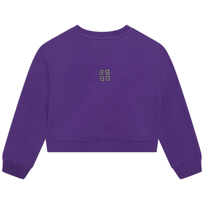 女童紫色Logo棉卫衣