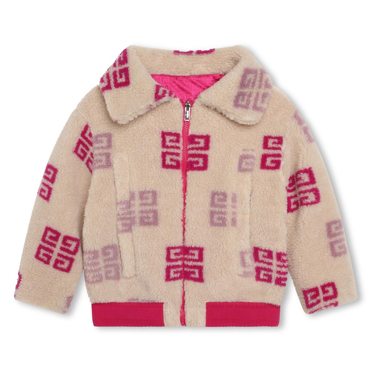 女童米色Logo拉链夹克