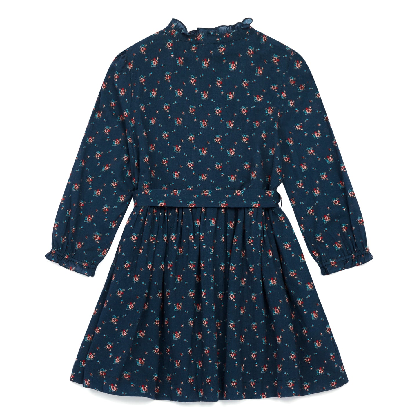 Girls Blue Floral Cotton Dress