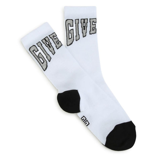 男童白色Logo棉袜