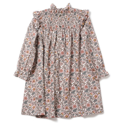 Girls Ecru Floral Cotton Dress