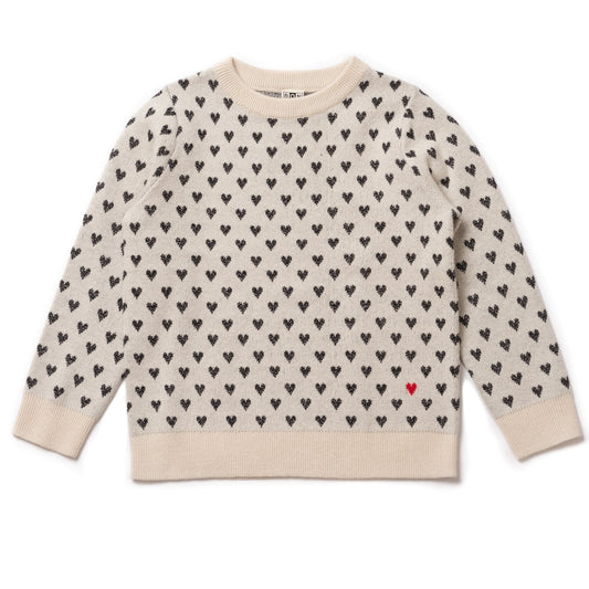 Girls Ecru Coeur Jacquard Jumper