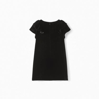 Girls Black Velvet Dress