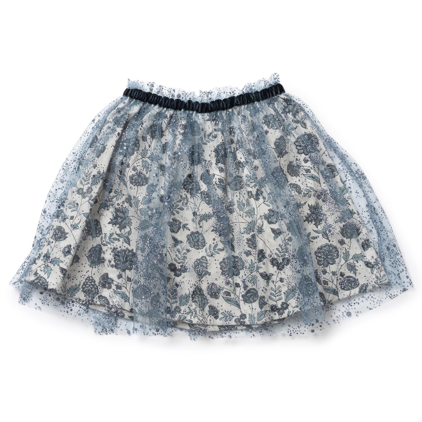 Girls Blue Tulle Paillettes Skirt