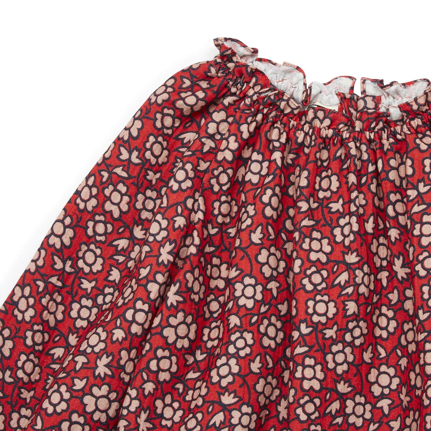 女童红色碎花棉上衣