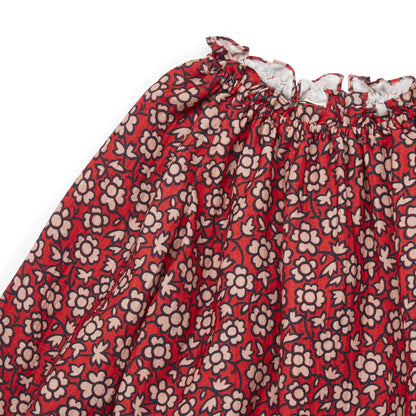 女童红色碎花棉上衣