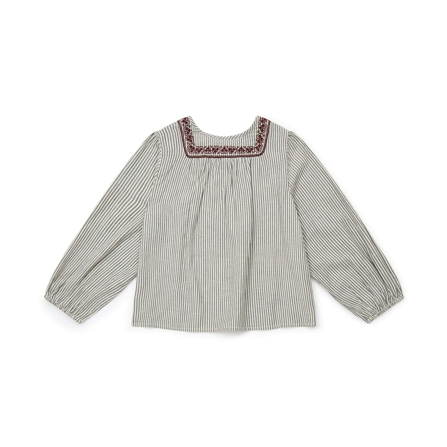 女童黑色条纹棉衬衫