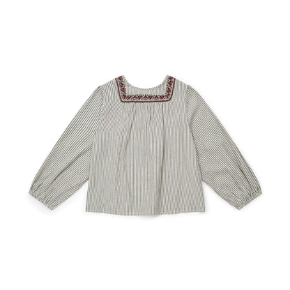 女童黑色条纹棉衬衫