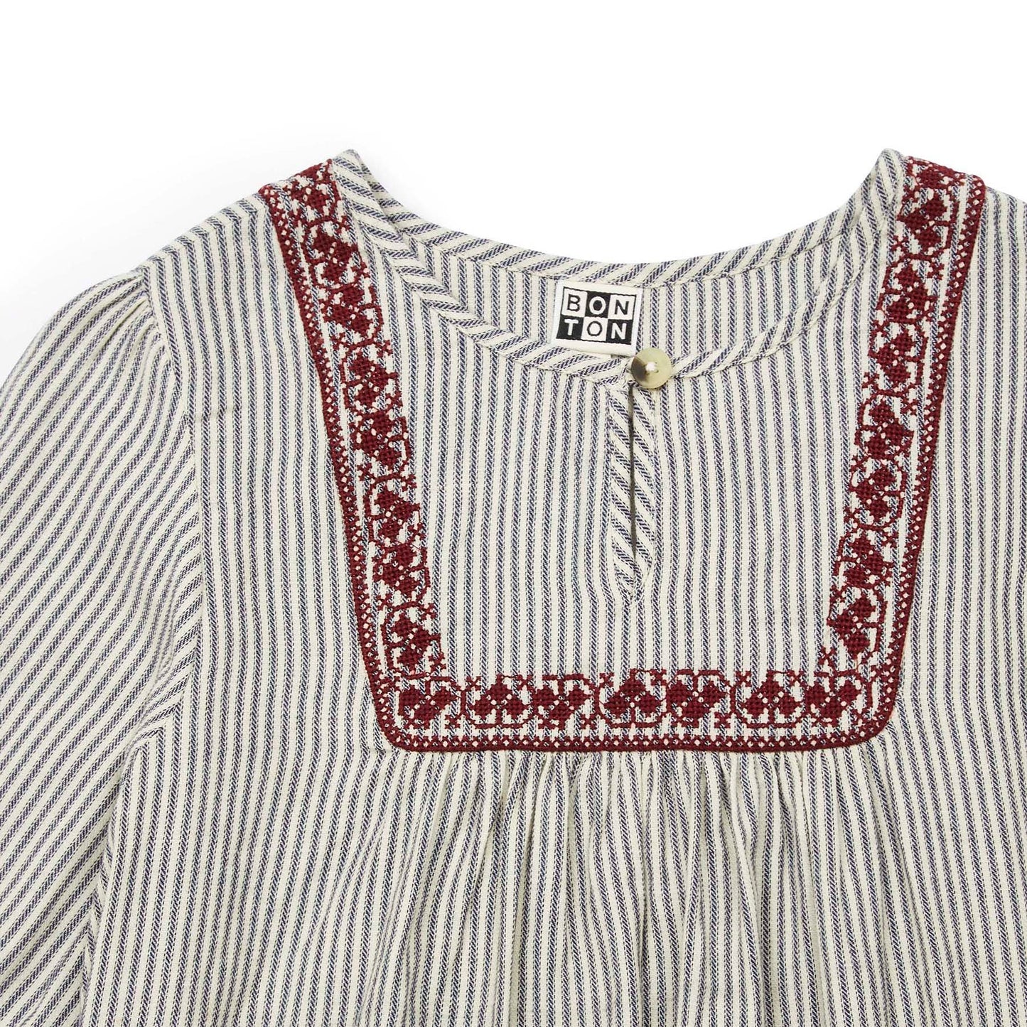 女童黑色条纹棉衬衫