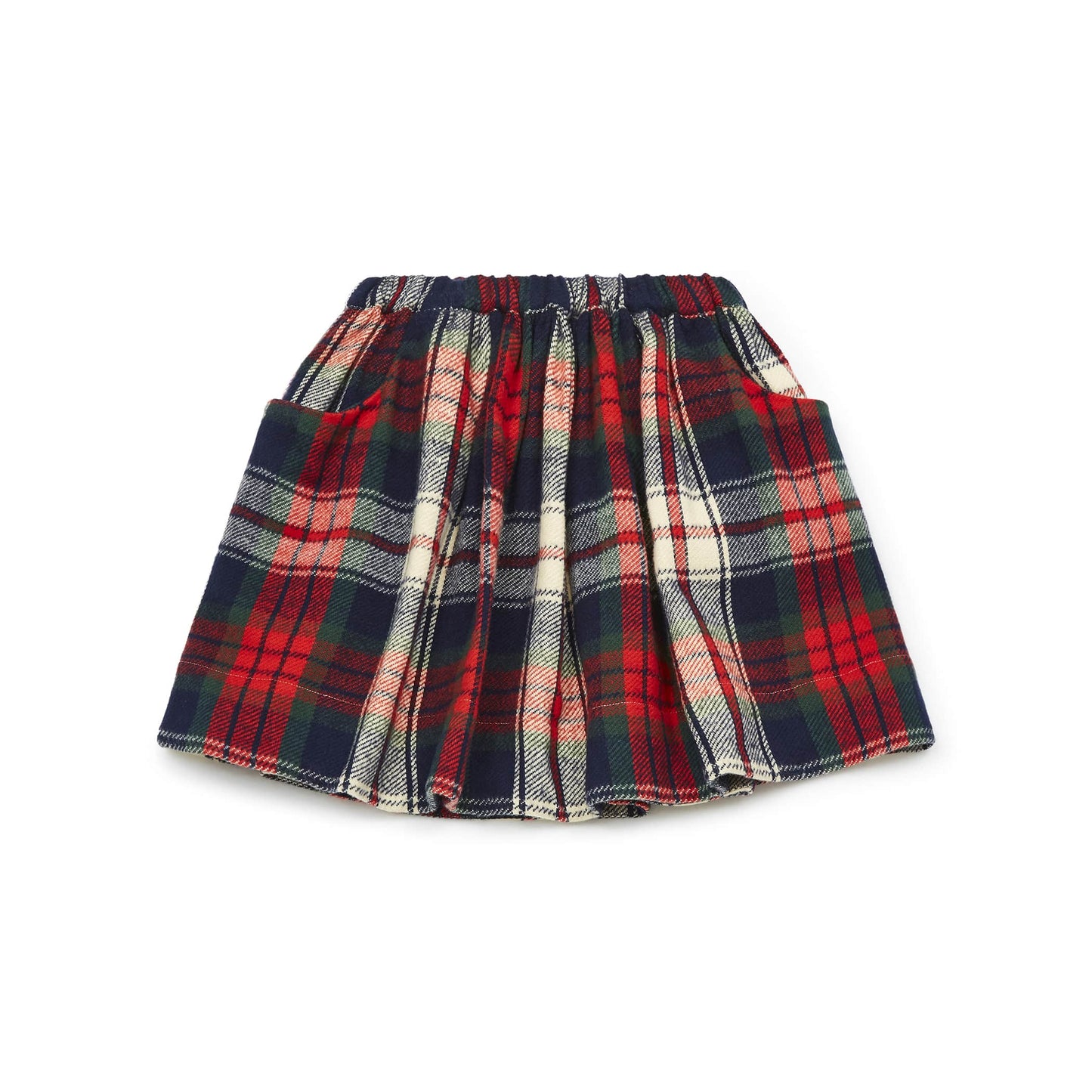 女童红色格子棉短裙