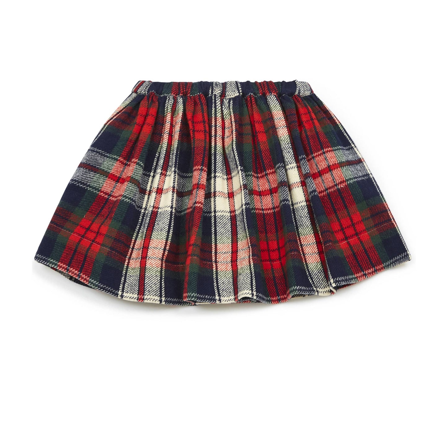 女童红色格子棉短裙