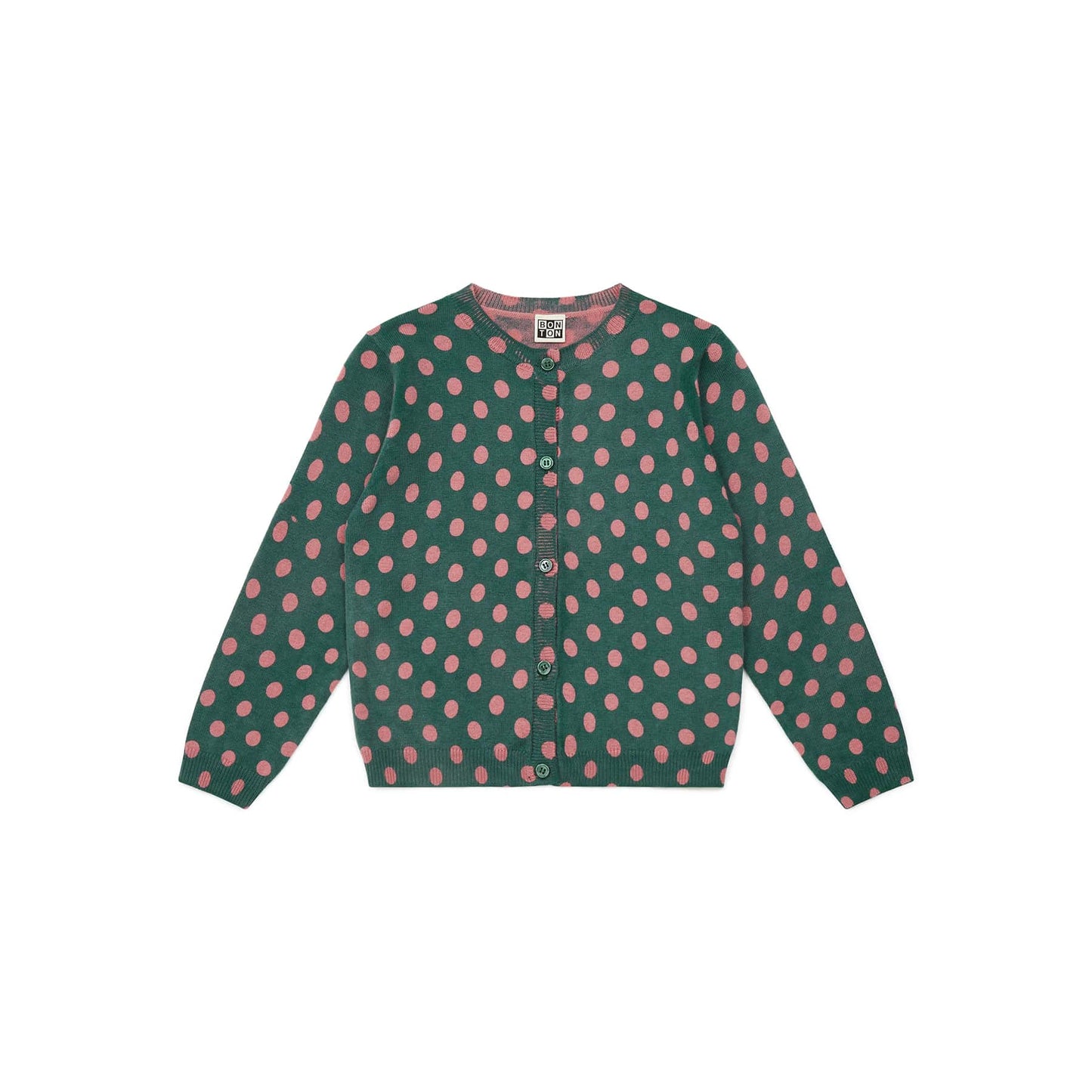 女童绿色圆点开衫