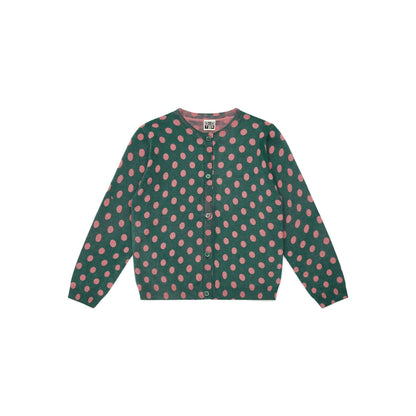 女童绿色圆点开衫