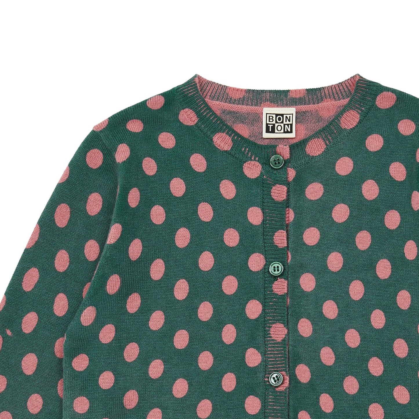 女童绿色圆点开衫