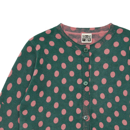 女童绿色圆点开衫