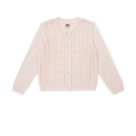 女童粉色针织开衫