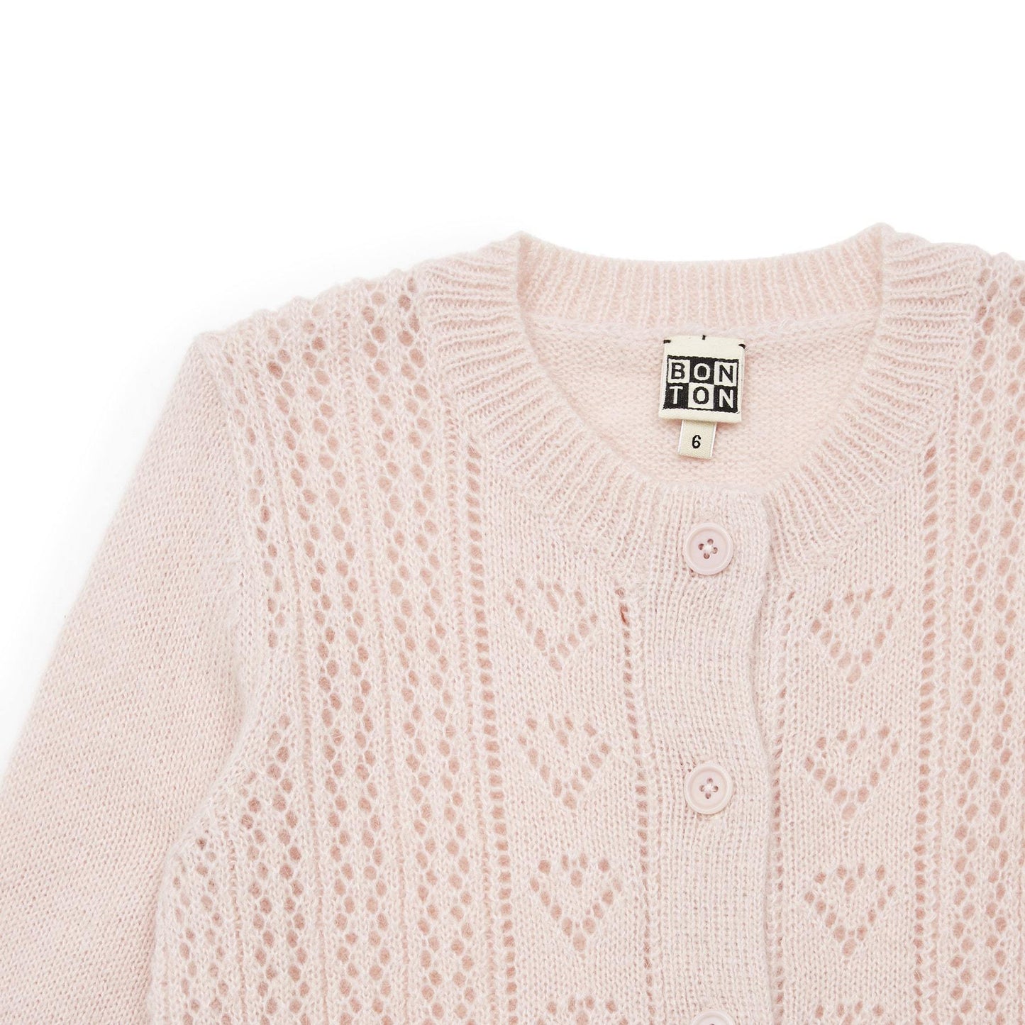 女童粉色针织开衫