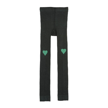 女童深灰色心形棉连裤袜