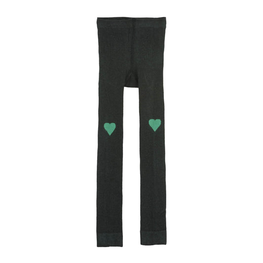 女童深灰色心形棉连裤袜