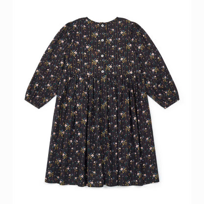 女童深灰色碎花闪光连衣裙