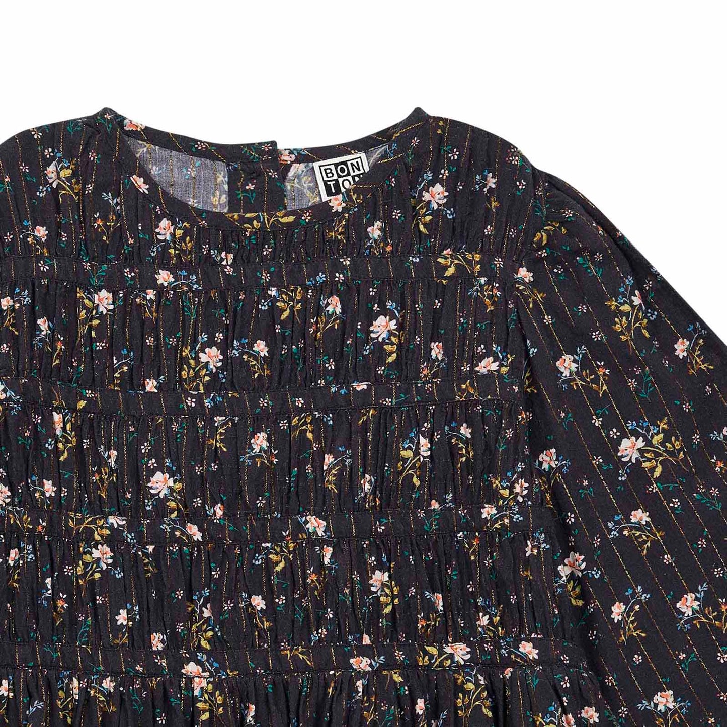 女童深灰色碎花闪光连衣裙