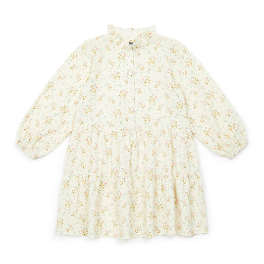 女童白色碎花棉连衣裙