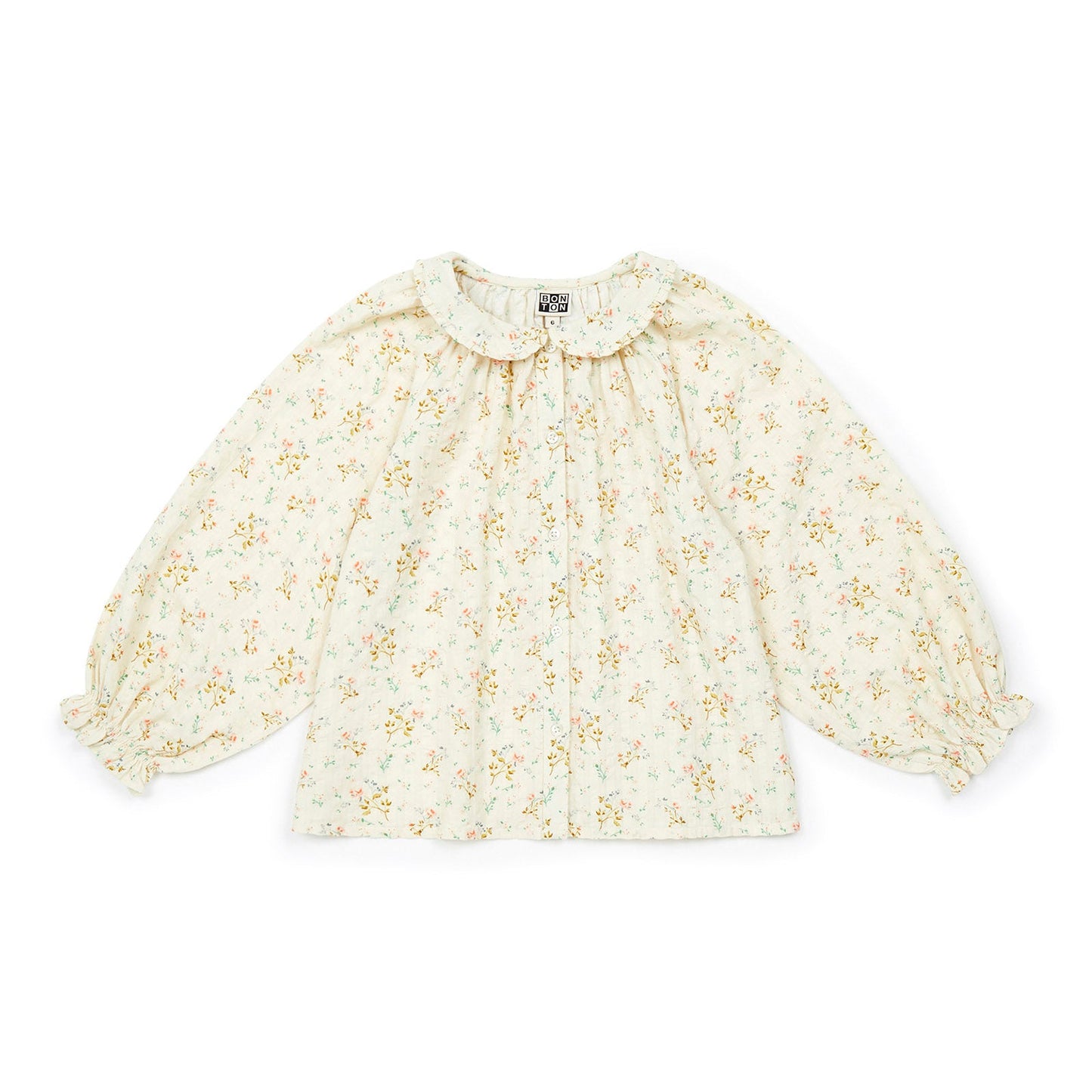 女童白色碎花棉衬衫