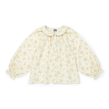 女童白色碎花棉衬衫