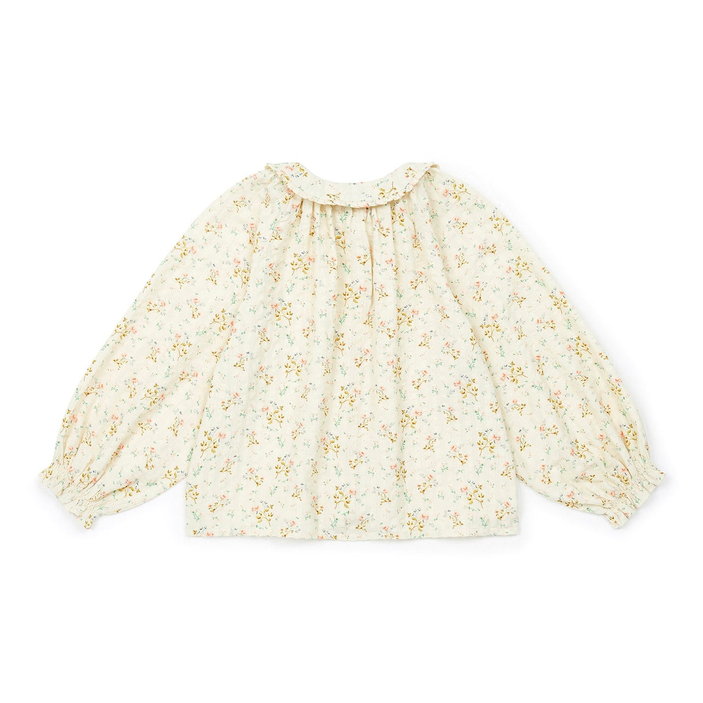 女童白色碎花棉衬衫