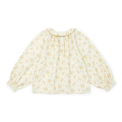 女童白色碎花棉衬衫