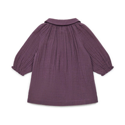 女婴紫色棉连衣裙