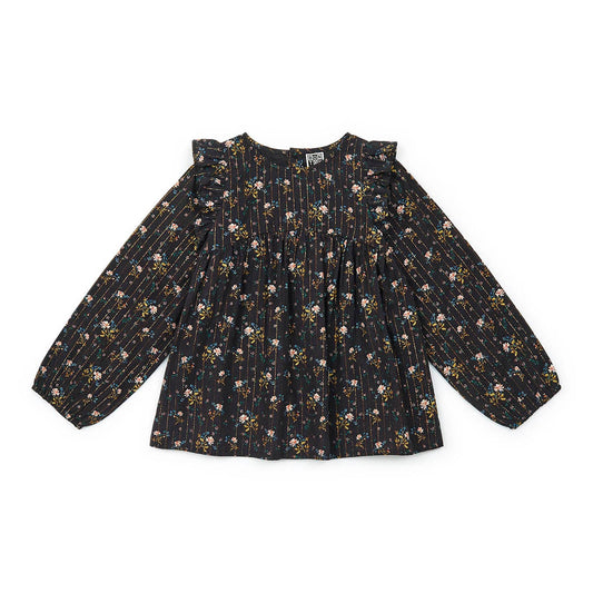 女童深灰色碎花闪光衬衫