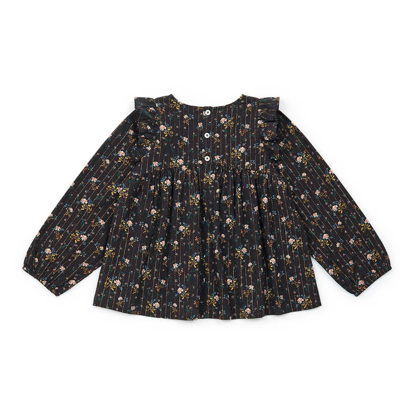 女童深灰色碎花闪光衬衫