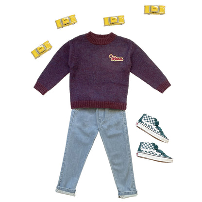 男童深红色Logo毛衣