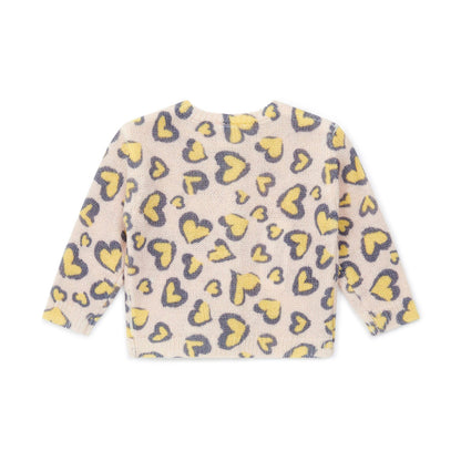 女婴粉色心形羊毛开衫