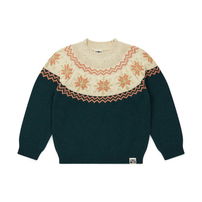 女童绿色棉毛衣