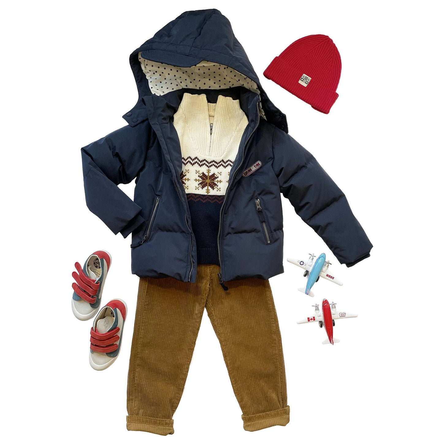 男童藏青色拉链毛衣