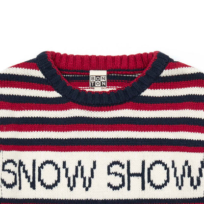 男童红色条纹毛衣