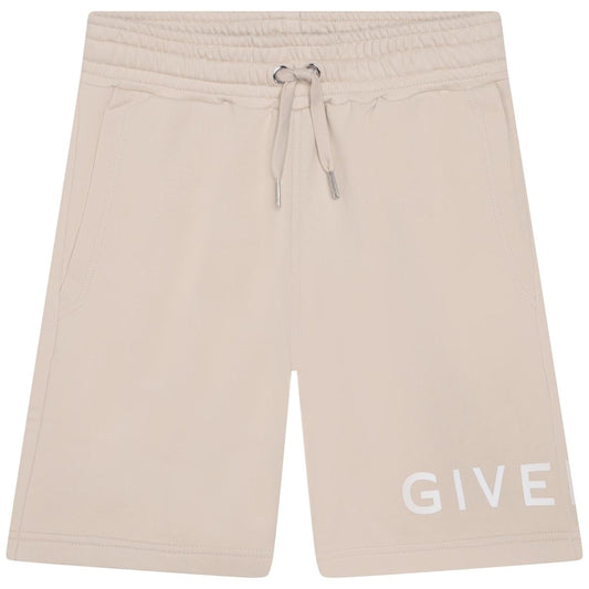 男童米色Logo短裤