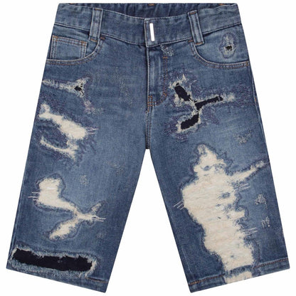 男童蓝色牛仔短裤