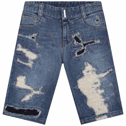 男童蓝色牛仔短裤