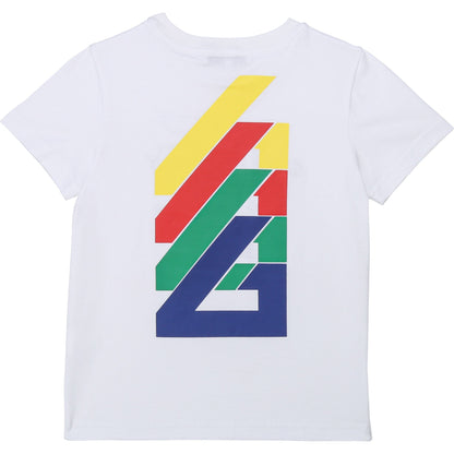 Boys White Logo Cotton T-Shirt