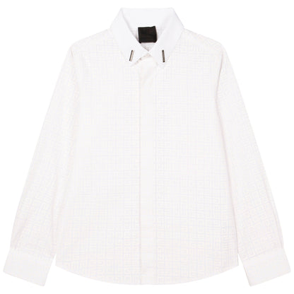 男童白色Logo棉衬衫