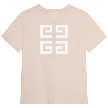 男童米色Logo棉T恤